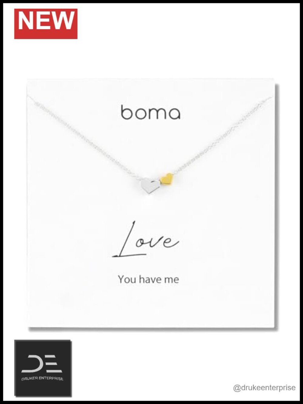 Boma Jewelry Sentiments Sterling Silver Two Hearts Gold Vermeil Necklace 18"